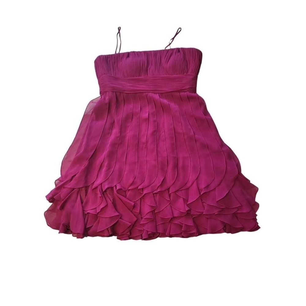 JS Boutique Strapless Cocktail Dress Womens Sz 12 Purple Mini Ruffled Party Glam